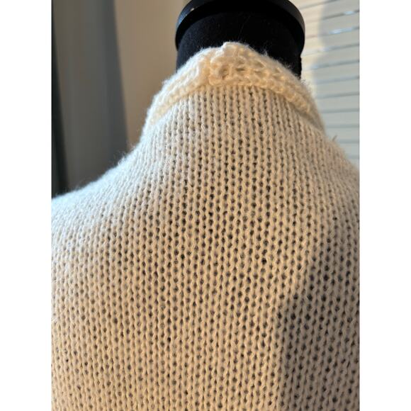 L🧡VE ☮️ PEACE Oversized White Knit Duster, Full Length Soft Warm Sweater +Scarf - Picture 7 of 11